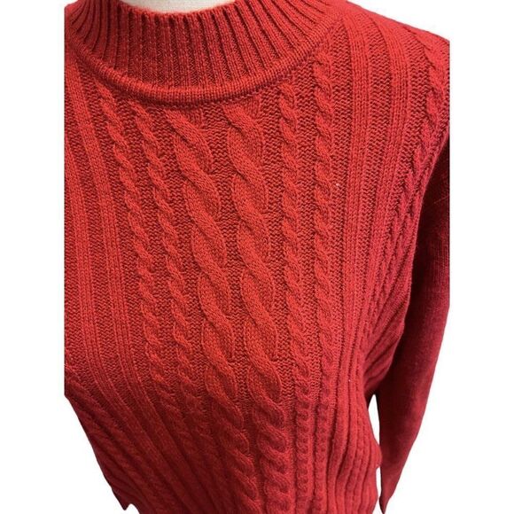 American Sweetheart Size Small Red Cable Knit Acrylic Long Sleeve Sweater - Picture 4 of 6